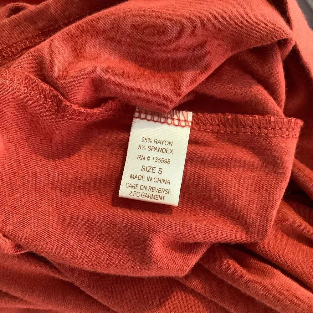 Liberty Love Burnt Orange Two Piece Dress Lace Cardigan Topper Small